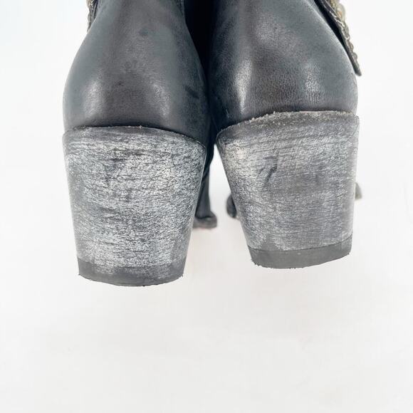 Old Gringo Black Leather Mini Belinda Studded Ankle Western Cowgirl Boot sz 6.5 - Picture 8 of 11